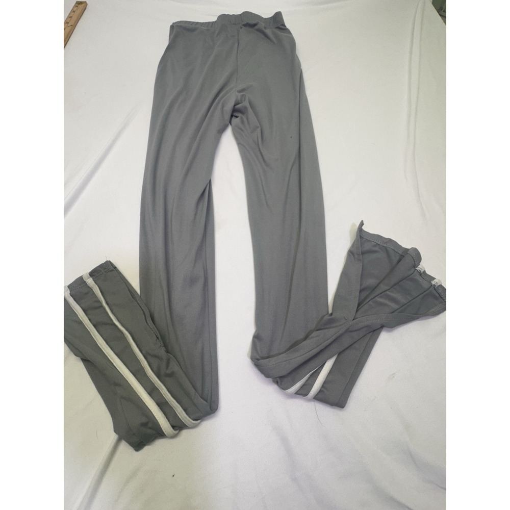 Vintage Hershe Leggings Dual White Stripped‎ Boot Cut Gray Size Small Cotton Y2K